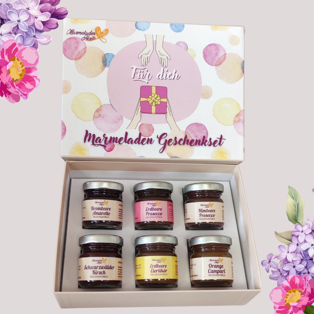 "Für Dich" Geschenkbox Marmeladenset mit Schuss