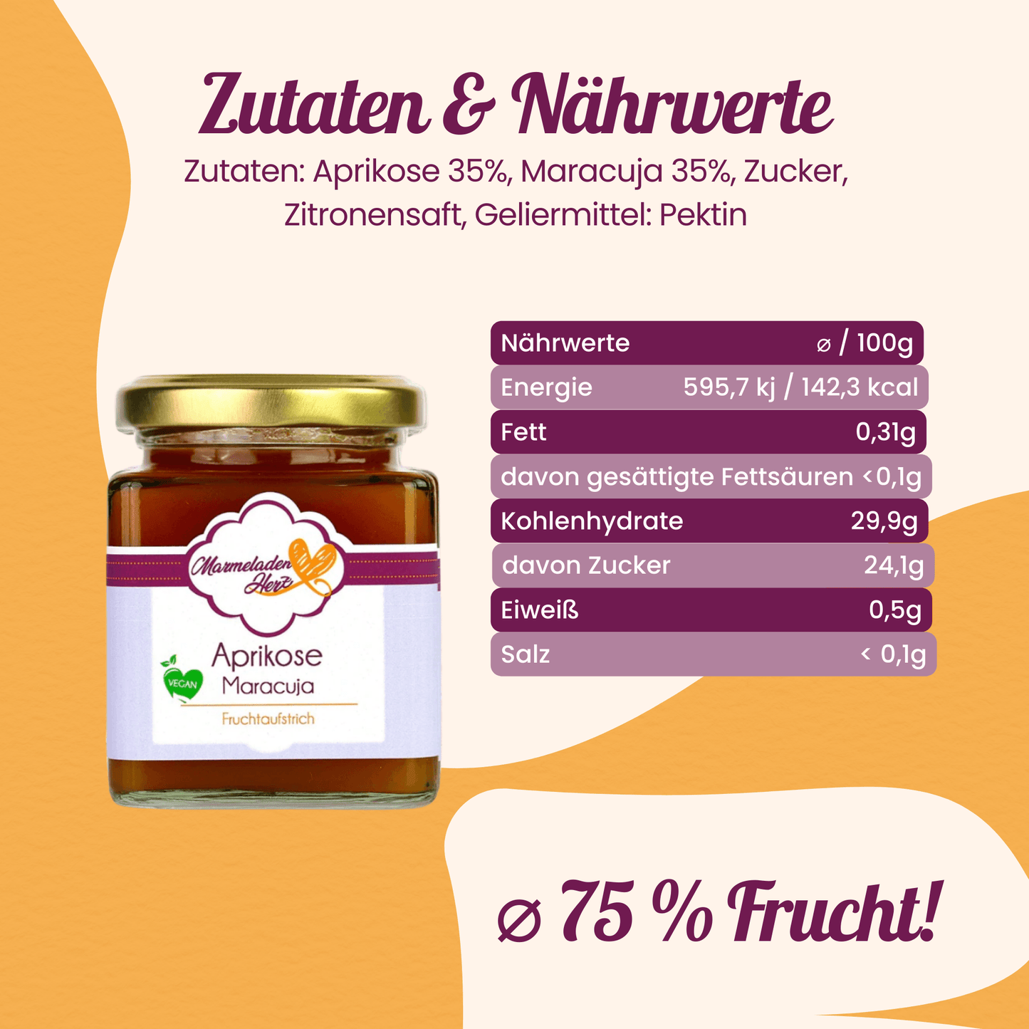 Aprikose Maracuja Fruchtaufstrich - Marmeladenherz